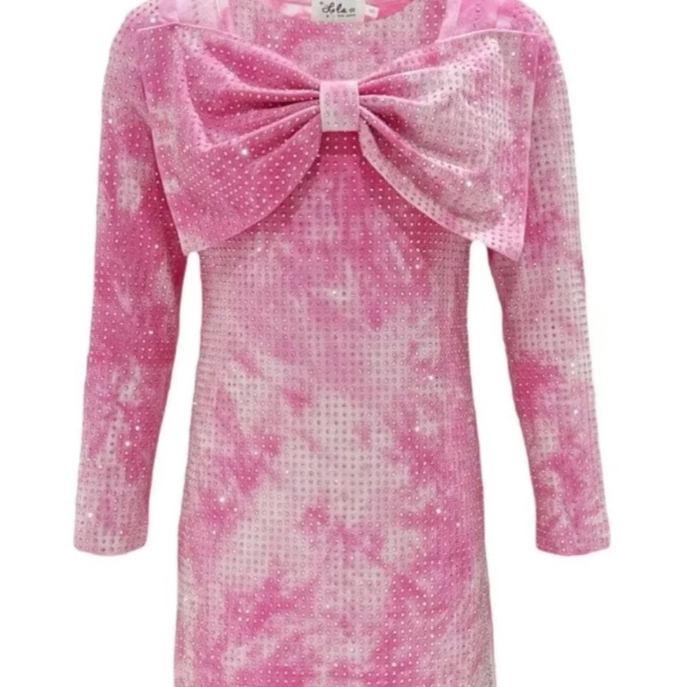 Lola + The Boys Pink Sequin Dress with Bow